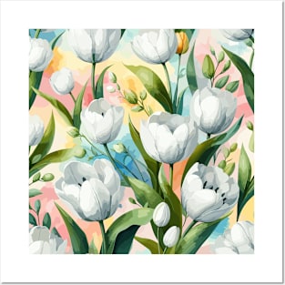 White Tulip Flowers Posters and Art
